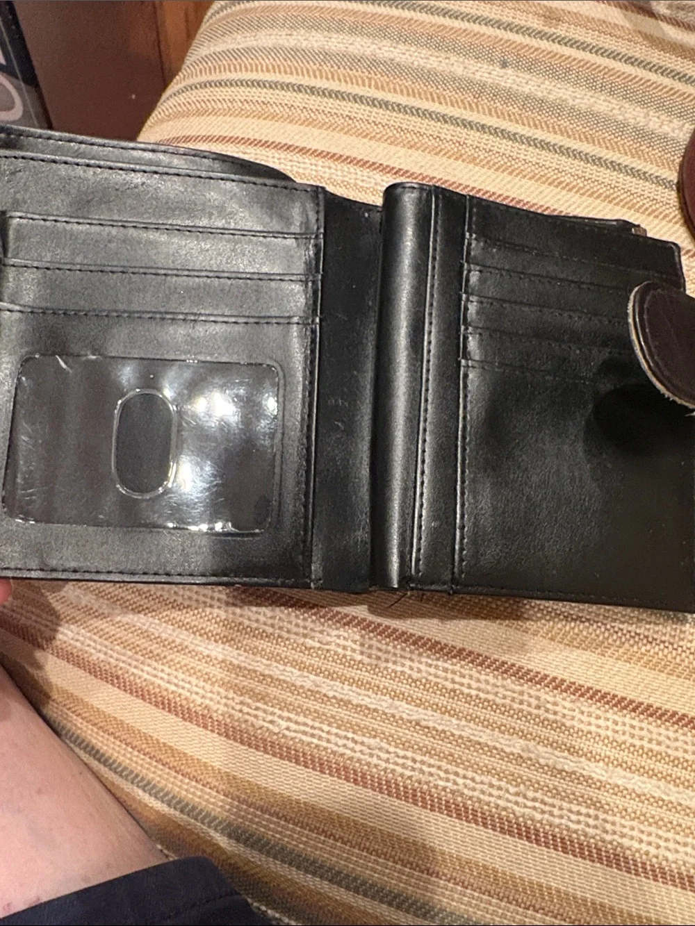 Buxom Black Leather Kiss-Lock Coin Purse with Gold Frame